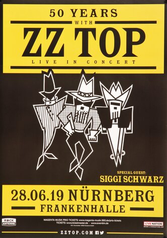 ZZ Top - 50 Years With..., Nrnberg 2019 - Konzertplakat