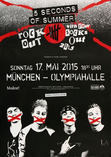 5 Secounds of Summer - Rock Out , Mnchen 2015 - Konzertplakat