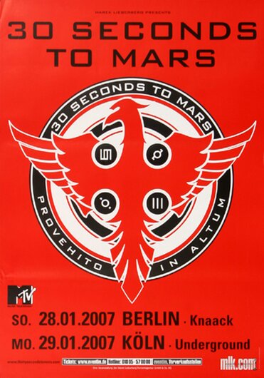 30 Seconds to Mars - Provehito In Altum, Berlin & Kln 2007 - Konzertplakat