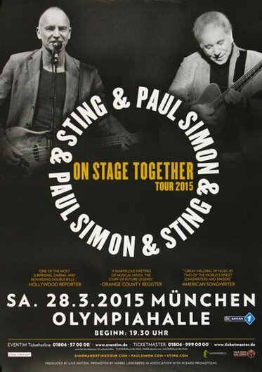 Paul Simon & Sting - On Stage , Mnchen 2015 - Konzertplakat