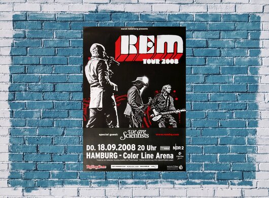 R.E.M - Live , s/w, Hamburg 2008 - Konzertplakat