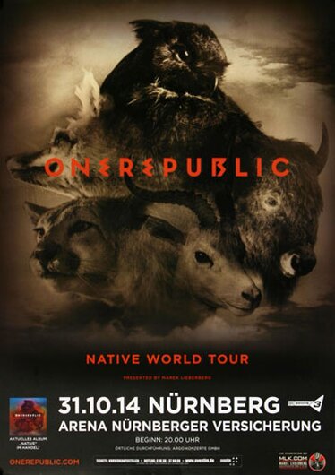 OneRepublic - Native World , Nrnberg 2014 - Konzertplakat