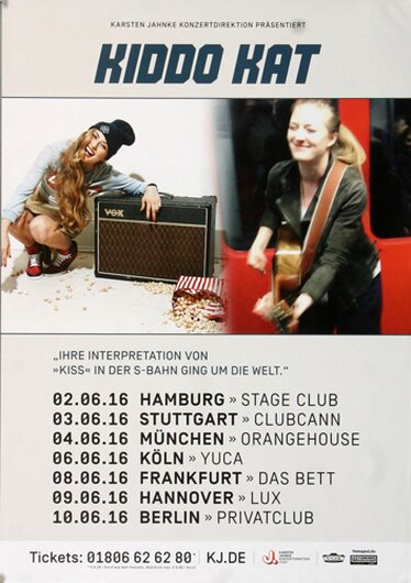 Kiddo Kat - Kiss, Tour 2016 - Konzertplakat, 22,90 €