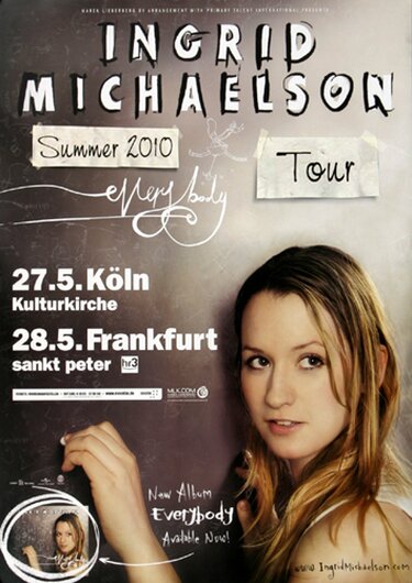 Ingrid Michaelson - Everybody Summer, Kln & Frankfurt 2010 - Konzertplakat