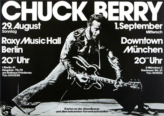 Chuck Berry, Live On Stage, Berlin & Mnchen, 1976,   Konzertplakat
