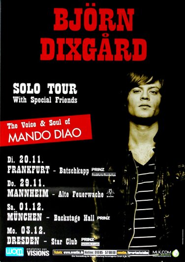 Bjrn Dixgrd - Mando Diao, Tour 2007 - Konzertplakat