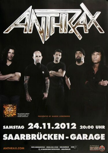 Anthrax - Workship Music, Saarbrcken 2012 - Konzertplakat