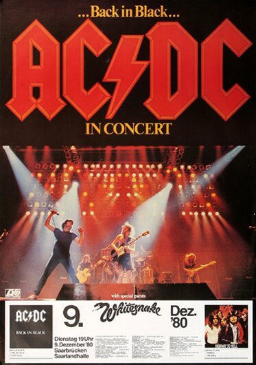 AC/DC - Back In Black, Saarbrcken 1980 - Konzertplakat